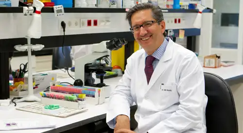 Dr. San Miguel en el laboratorio