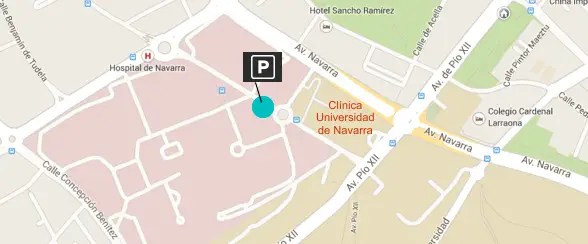 Plano aparcamiento Imagen plano aparcamiento Clínica Universidad de Navarra