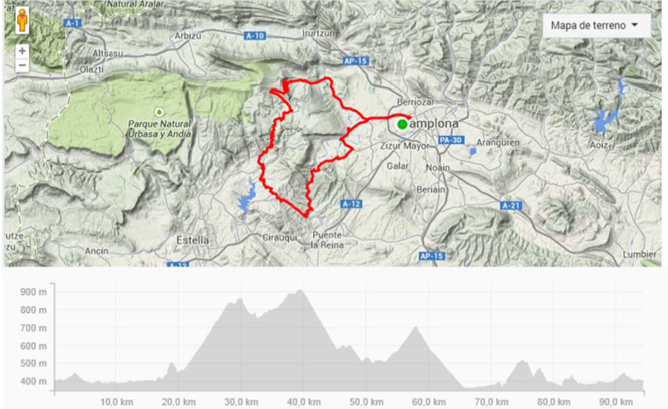 Recorrido marcha cicloturista Volkswagen Navarra Recorrido de la marcha cicloturista de la carrera solidaria de Volkswagen Navarra