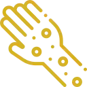 Icono dorado alergia Icono dorado de una piel con alergia