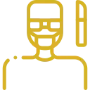 Icono dorado cirujano Icono dorado de un cirujano con un bisturí