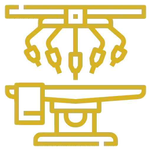 Icono cirugía robótica Icono dorado del robot para realizar cirugía robótica