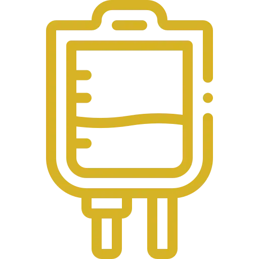 Icono dorado suero Icono dorado de una bolsa de suero fisiológico