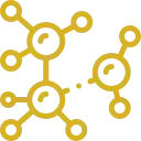 Icono dorado moléculas Icono dorado de una molécula