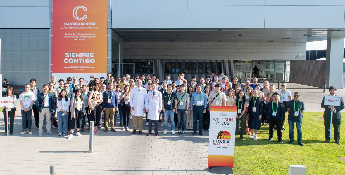 ptcog-visita-clinica-protonterapia Imagen de los expertos mundiales en protones que han visitado la Unidad de Protonterapia del Cancer Center Clínica Universidad de Navarra.