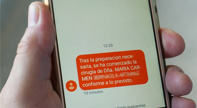 app-sms-paciente Imagen del mensaje que recibe un paciente de la Clínica Universidad de Navarra.