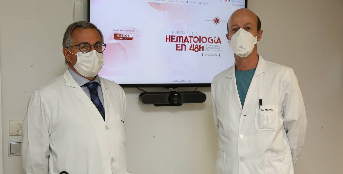 curso-hematologia-48H-2021 Imagen de los Dres. José Antonio Páramo y Felipe Prósper, organizadores del curso Puesta al Día en Hematología en 48H de la Clínica Universidad de Navarra.
