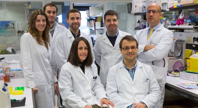 grupo-investigador-organoides-cancer-pancreas Imagen del grupo investigador en modelos de organoides para el cáncer de páncreas del Cima y la Clínica Universidad de Navarra.
