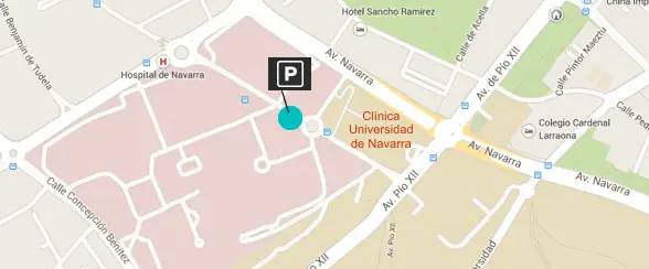 Plano aparcamiento Imagen plano aparcamiento Clínica Universidad de Navarra
