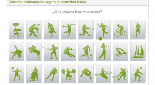 Imagen preview calculadora de consumo de calorías por actividad física. Área de Medicina Deportiva.