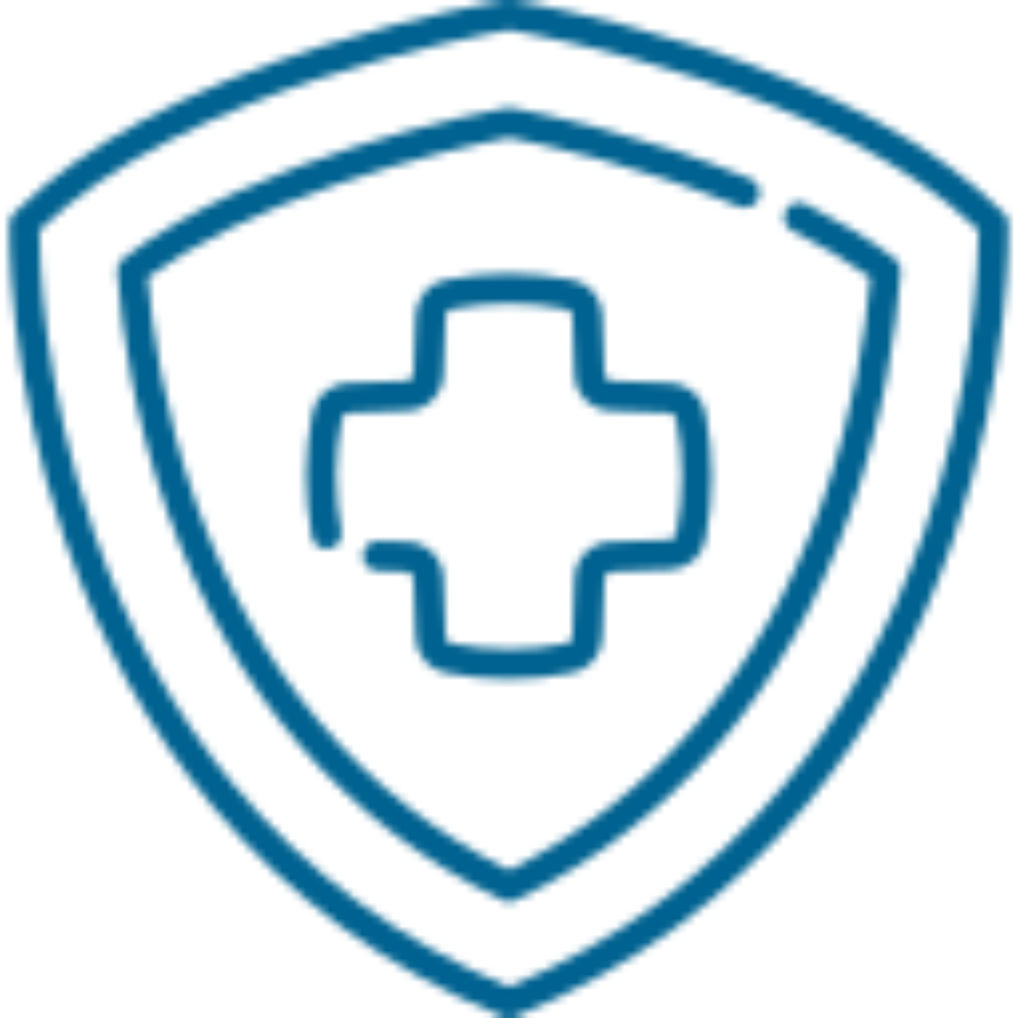 Icono seguridad salud Icono azul de un seguro y una cruz, simbolizando la seguridad en la salud