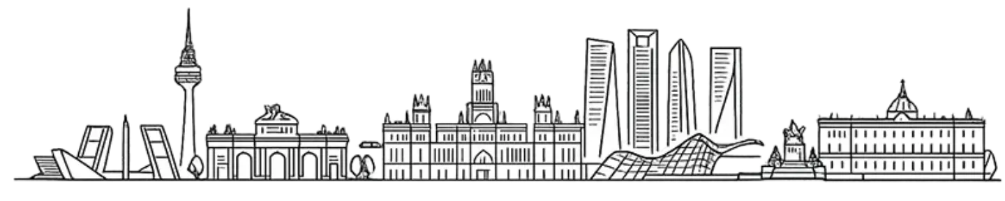 Imagen silueta skyline en blanco de Madrid