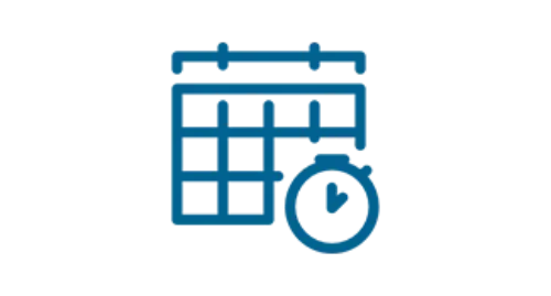 Icono agenda cita Imagen de un icono azul de un calendario con un reloj.