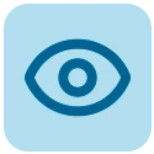 Imagen con un icono con fondo azul y un símbolo de un ojo
