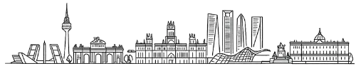 Imagen silueta skyline en blanco de Madrid