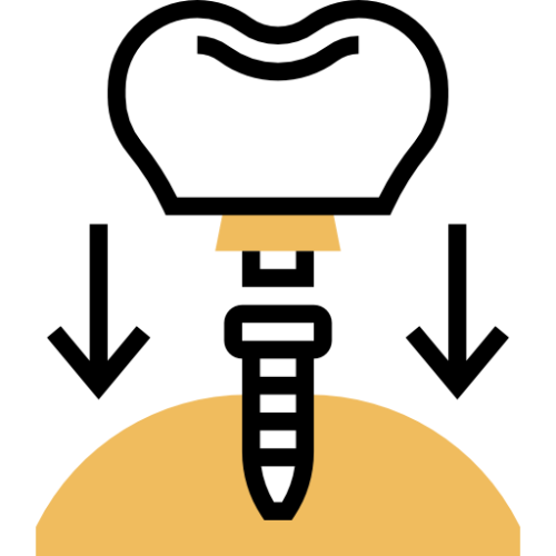 Implante dental Icono negro y amarillo de un implante dental
