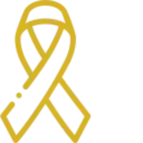 Icono dorado de un lazo que simboliza el cáncer