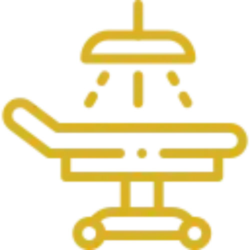 Icono dorado quirófano Icono dorado de una mesa de quirófano para realizar cirugías