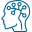 icono azul 32 de cerebro Imagen de color azul de icono de una silueta de cabeza y cuello con cerebro y parte de la médula