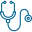 Icono de color azul de silueta de fonendoscopio