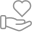 Icono gris 32px. Cuidados Icono en color gris con la imagen de una mano de perfil sosteniendo un corazón