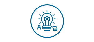 Icono innovación Imagen de un icono azul de una bombilla que simboliza la innovación.
