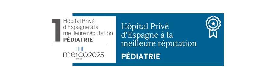 Merco Salud 2025. Pédiatrie Merco Salud 2025 Pediatrics recognition seal image. Clinique Université de Navarre
