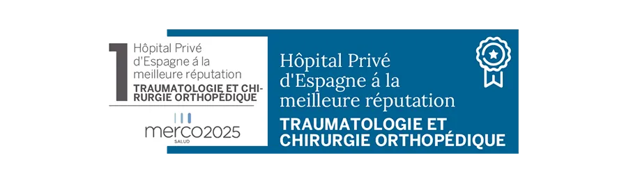 Merco Salud 2025. Traumatologie Merco Salud 2025 Image du label de reconnaissance en traumatologie. Clinique de l'Université de Navarre