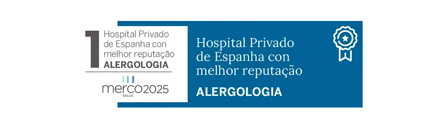 Merco Salud 2025 Imagem do selo de reconhecimento de alergias. Clínica Universidade de Navarra