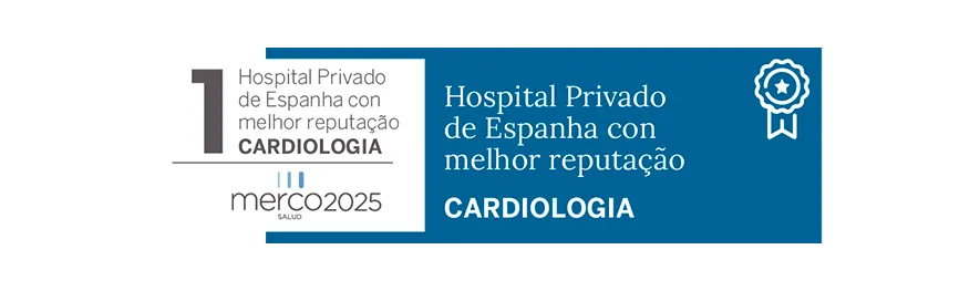 Merco Salud 2025 Imagem do selo de reconhecimento em cardiologia. Clínica Universidade de Navarra