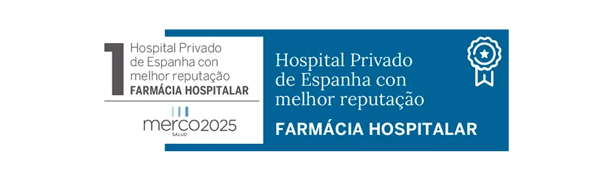 Merco Salud 2025 Imagem do selo de reconhecimento da Farmácia Hospitalar. Clínica Universidade de Navarra