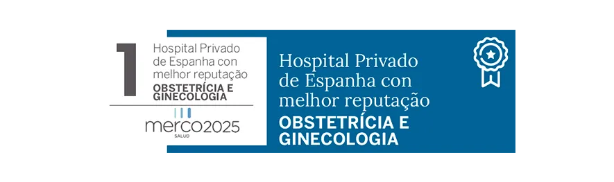 Merco Salud 2025 Imagem do selo de reconhecimento em Obstetrícia e Ginecologia. Clínica Universidad de Navarra