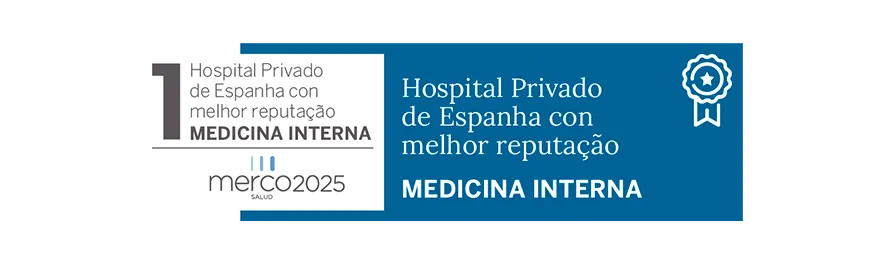 Merco Salud 2025 Imagem do selo de reconhecimento em Medicina Interna. Clínica Universidad de Navarra