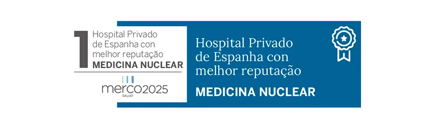Merco Salud 2025 Imagem do selo de reconhecimento da Medicina Nuclear. Clínica Universidade de Navarra