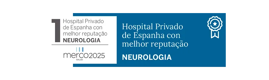 Merco Salud 2025 Imagem do selo de reconhecimento em neurologia. Clínica Universidade de Navarra