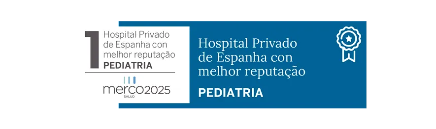 Merco Salud 2025 Imagem do selo de reconhecimento da Pediatrics. Clínica Universidade de Navarra