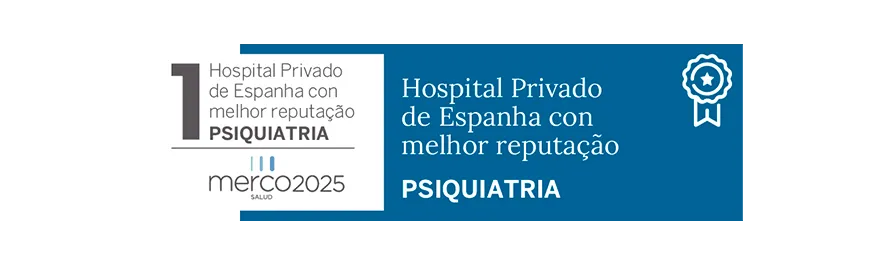 Merco Salud 2025 Imagem do selo de reconhecimento em psiquiatria. Clínica Universidade de Navarra