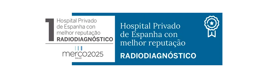 Merco Salud 2025 Imagem do selo de reconhecimento em radiologia. Clínica Universidade de Navarra