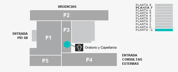 Plano Capellania Imagen del plano de localizacion del servicio de capellania de la Clinica Universidad de Navarra